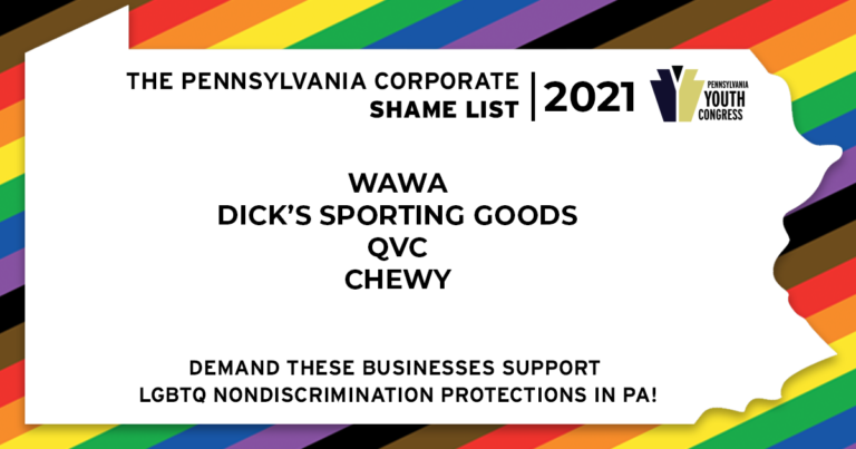 Pennsylvania Youth Congress calls out corporations for lack of LGBTQ support