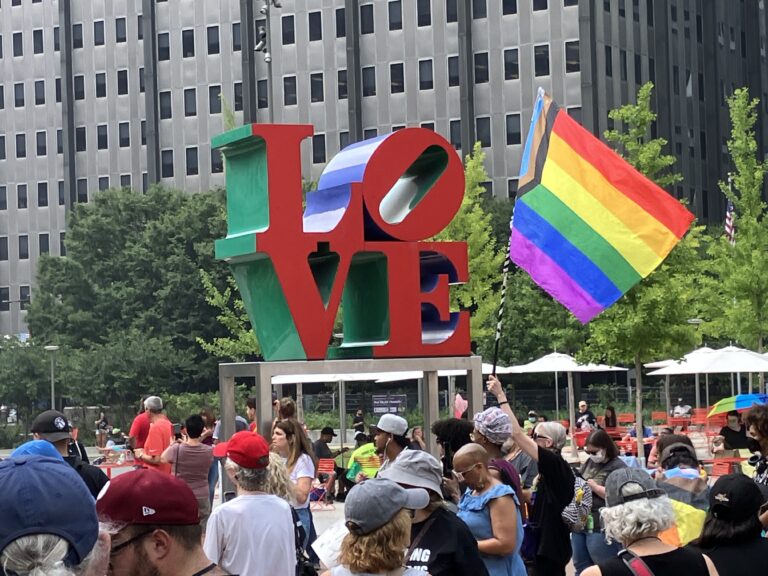 A June 29 rally held by National Parents Union at LOVE Park.