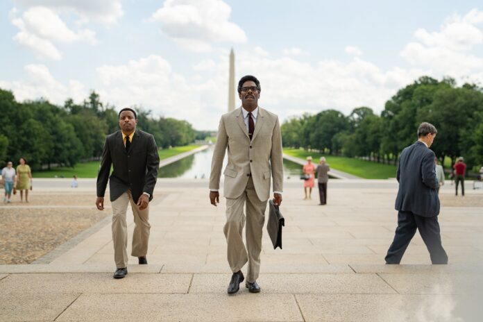 From left, Aml Ameen as Martin Luther King and Colman Domingo as Bayard Rustin in ‘Rustin.’