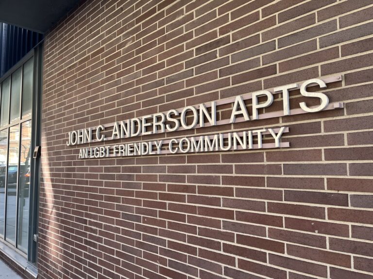 The front of John C. Anderson Apartments.