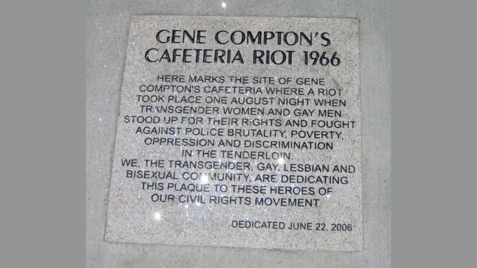 Compton's Cafeteria Riot commemoration 40th anniversary historical marker.