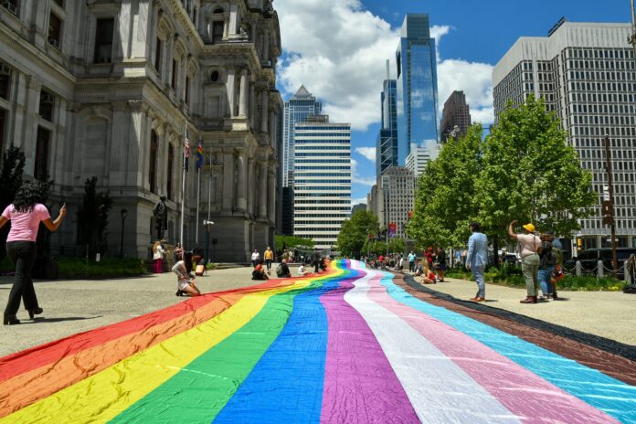 The 400-foot Pride flag in Philadelphia.