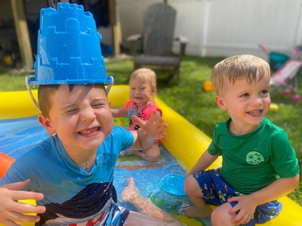 Jackson, Avery and August in the pool