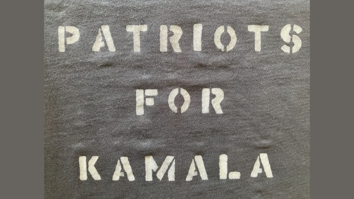 T-shirt stating "Patriots for Kamala"