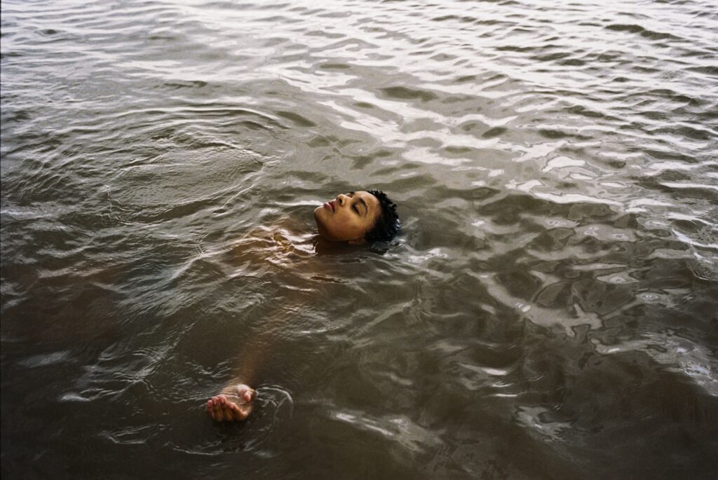 A still from ‘Bird,’ featuring a person swimming in water. This film is is being screened at the Philadelphia Film Festival.
