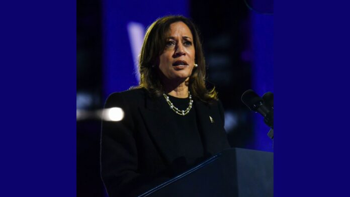 Vice President Kamala Harris speaks at the Philadelphia Art Museum during her final campaign rally on Nov. 4.