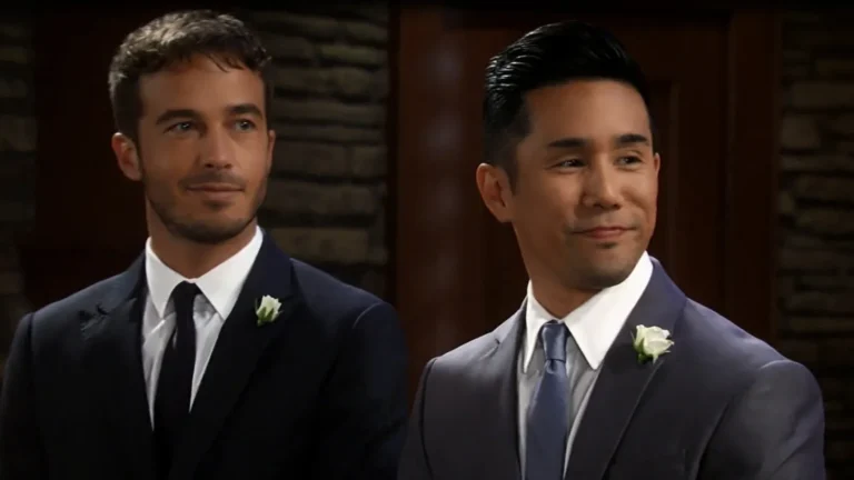 Lucas (Van Hansis) and Brad (Parry Shen) on "General Hospital."